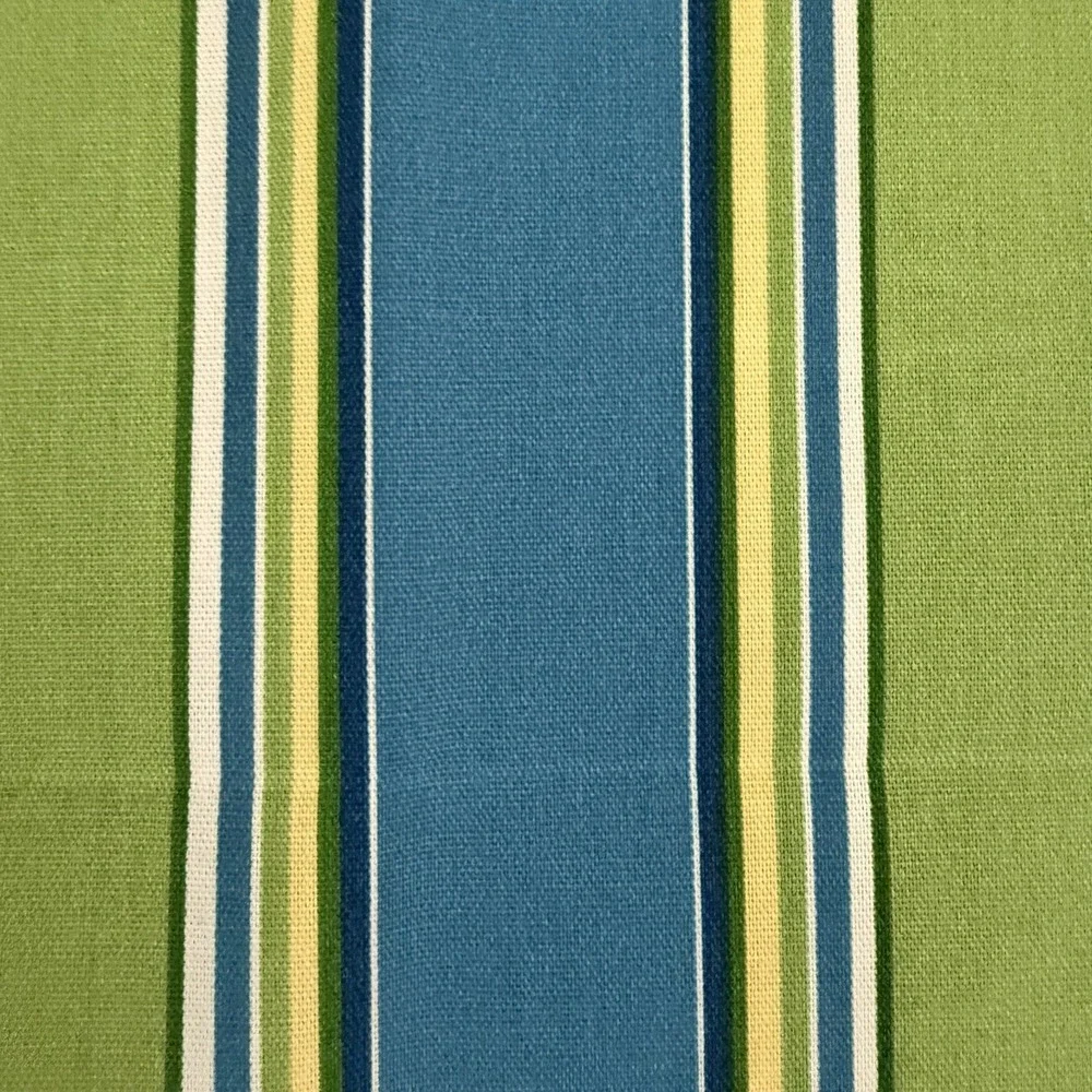 Richloom JOHN WOLF GREEN Blue Green STRIPE Outdoor Upholstery Fabric 2.3 Yd x 56